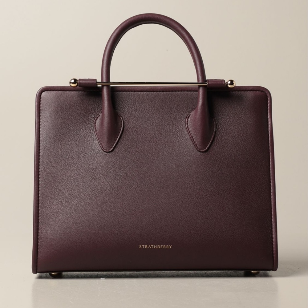Strathberry Midi Tote bag in leather- Burgandy- BRAND NEW